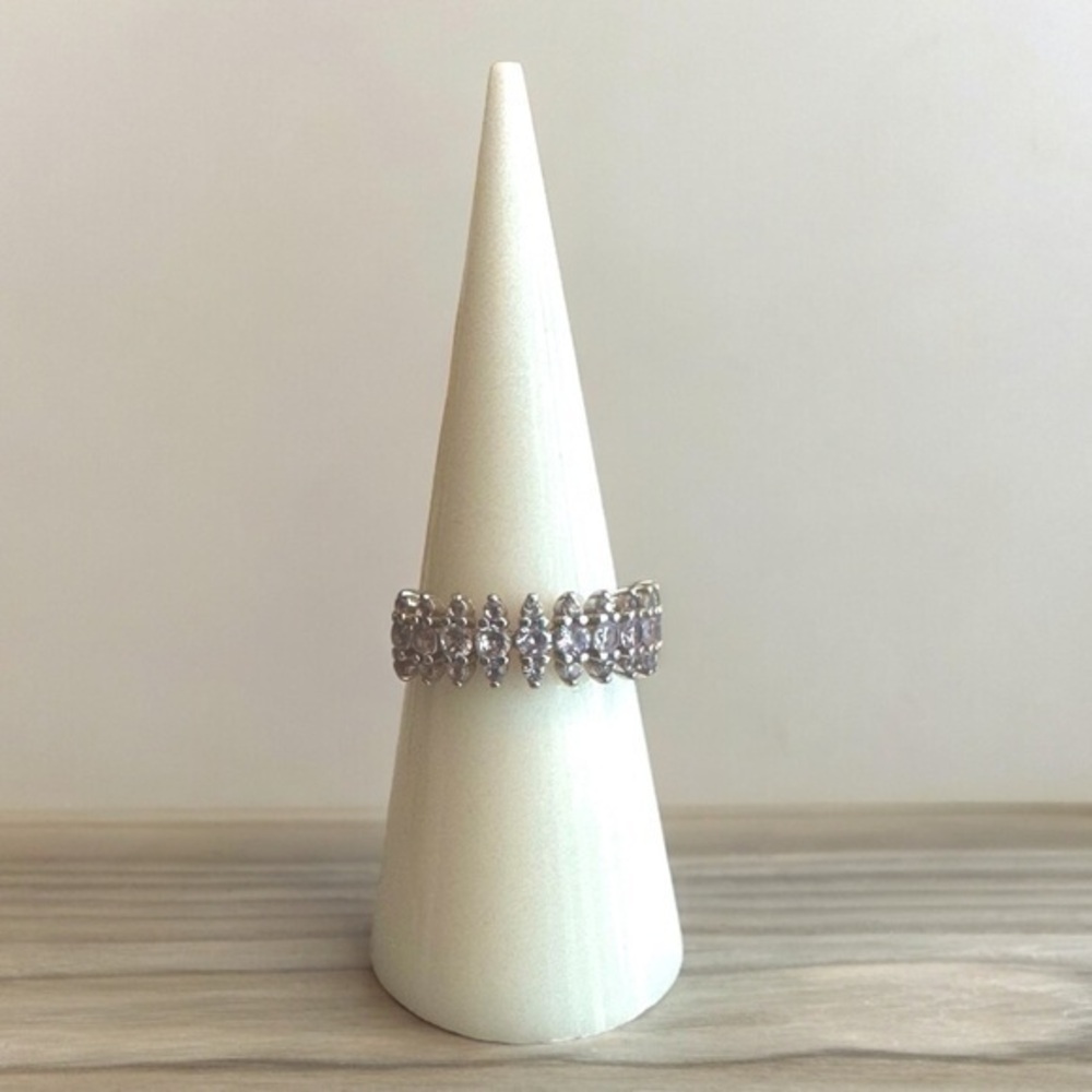 Bomb Party .925 Sterling Silver Ring - Light Purple Stones - Size 6